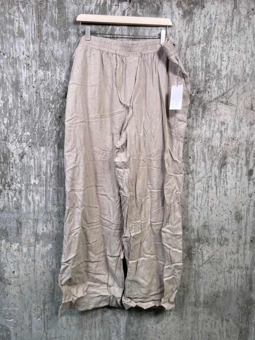 A NEW DAY Women's Mid-Rise Wide Leg Linen Pull-On Pants Size XXL in Beige